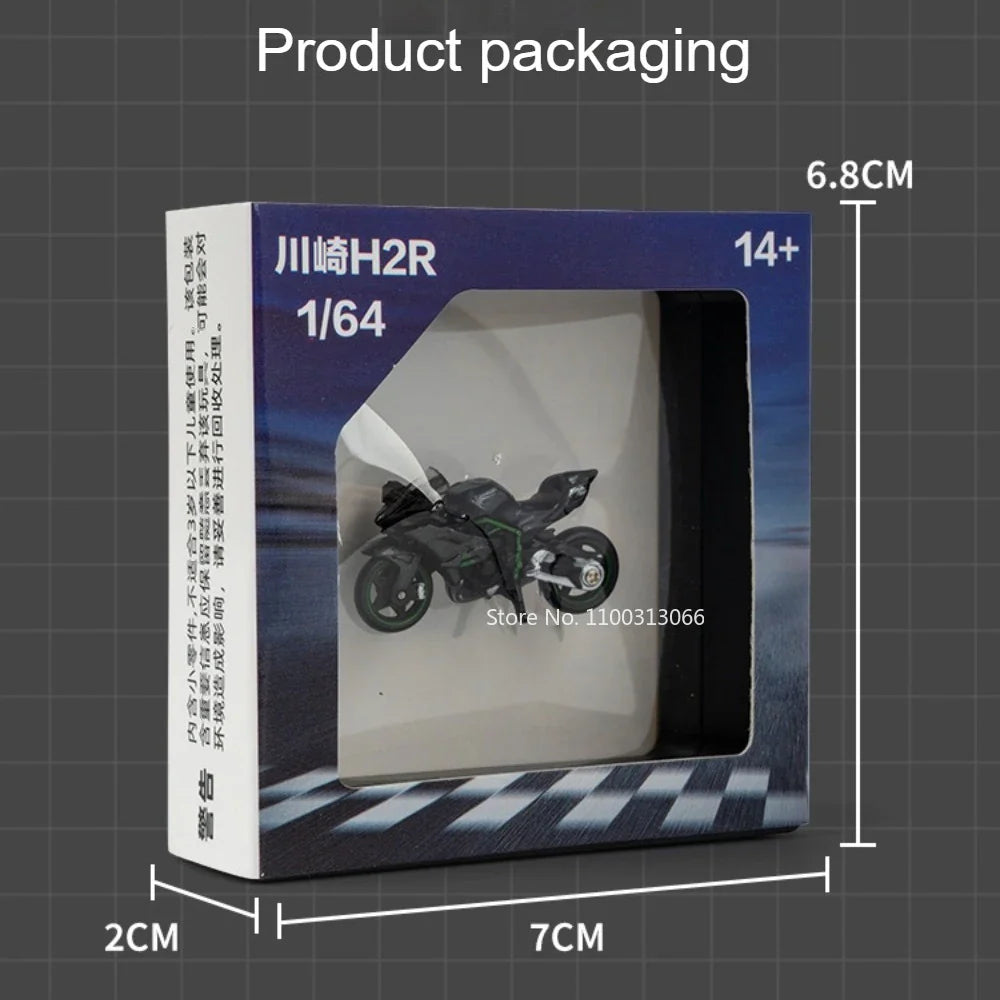 1:64 Kawasaki H2R Motorcycle Toys Models Miniature Diecast Alloy Cars Rubber Tire Metal Body Vehices Creative Gifts for Friends