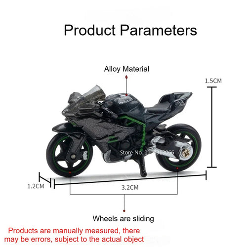 1:64 Kawasaki H2R Motorcycle Toys Models Miniature Diecast Alloy Cars Rubber Tire Metal Body Vehices Creative Gifts for Friends