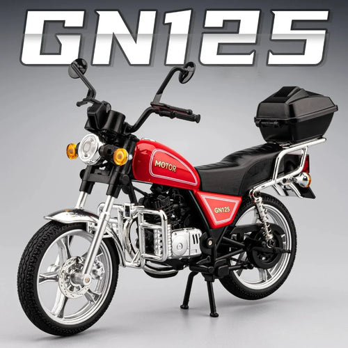 1:12 Suzuki GN125 Honda Monkey Miniature Motorcycle Model Alloy Diecast Car Toy with Light Front Wheel Steering Gift Collectible
