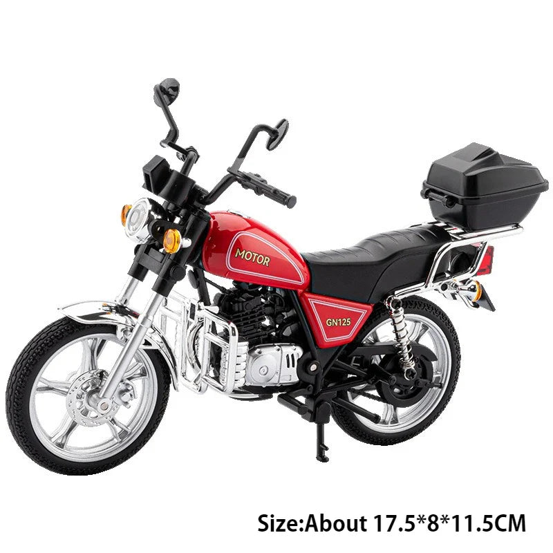 1:12 Suzuki GN125 Honda Monkey Miniature Motorcycle Model Alloy Diecast Car Toy with Light Front Wheel Steering Gift Collectible