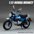 1:12 Suzuki GN125 Honda Monkey Miniature Motorcycle Model Alloy Diecast Car Toy with Light Front Wheel Steering Gift Collectible