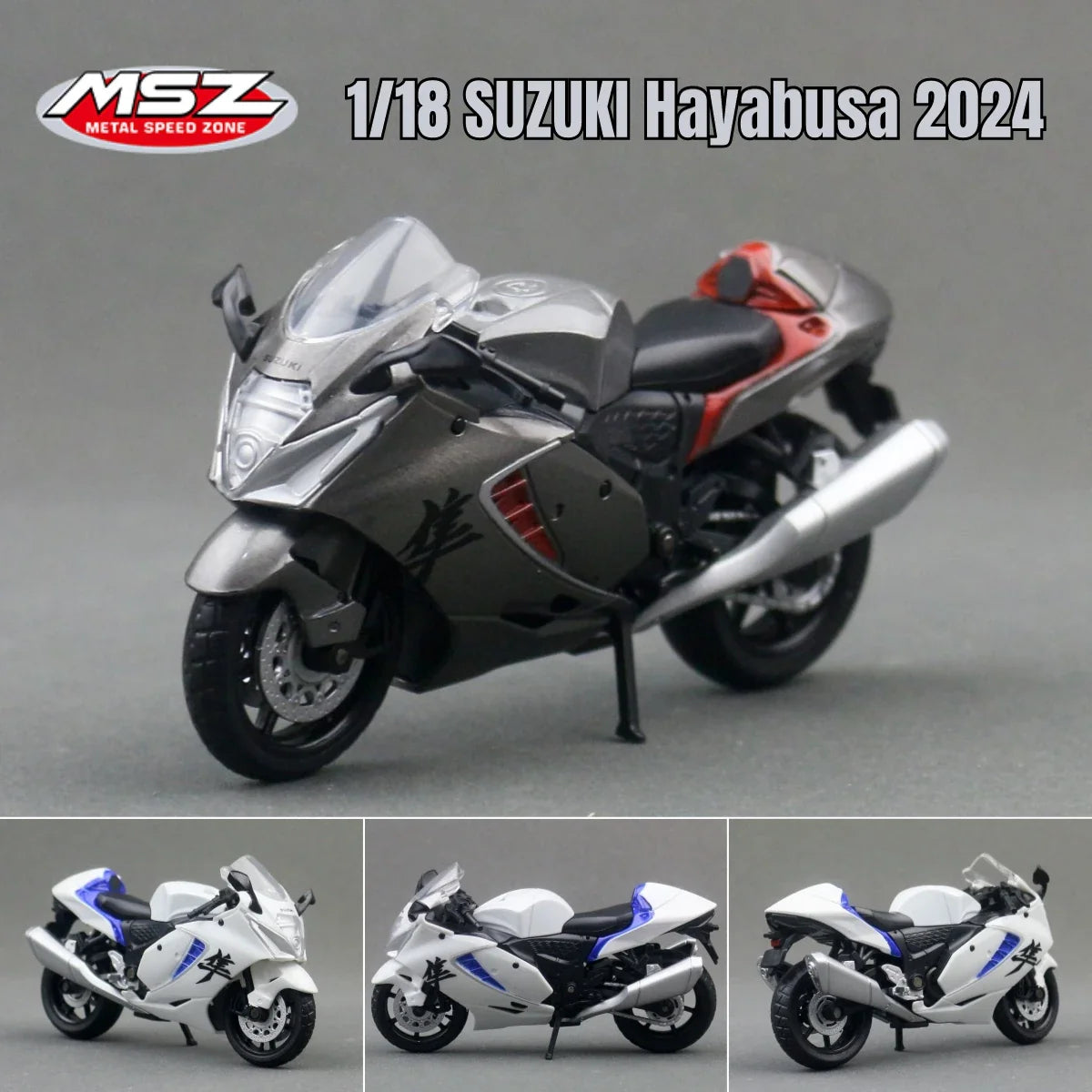 MSZ 1:18 Suzuki Hayabusa 2024 Toy Motorcycle Diecast Alloy Miniature Vehicle Model Racing Collection Gift for Children Boy