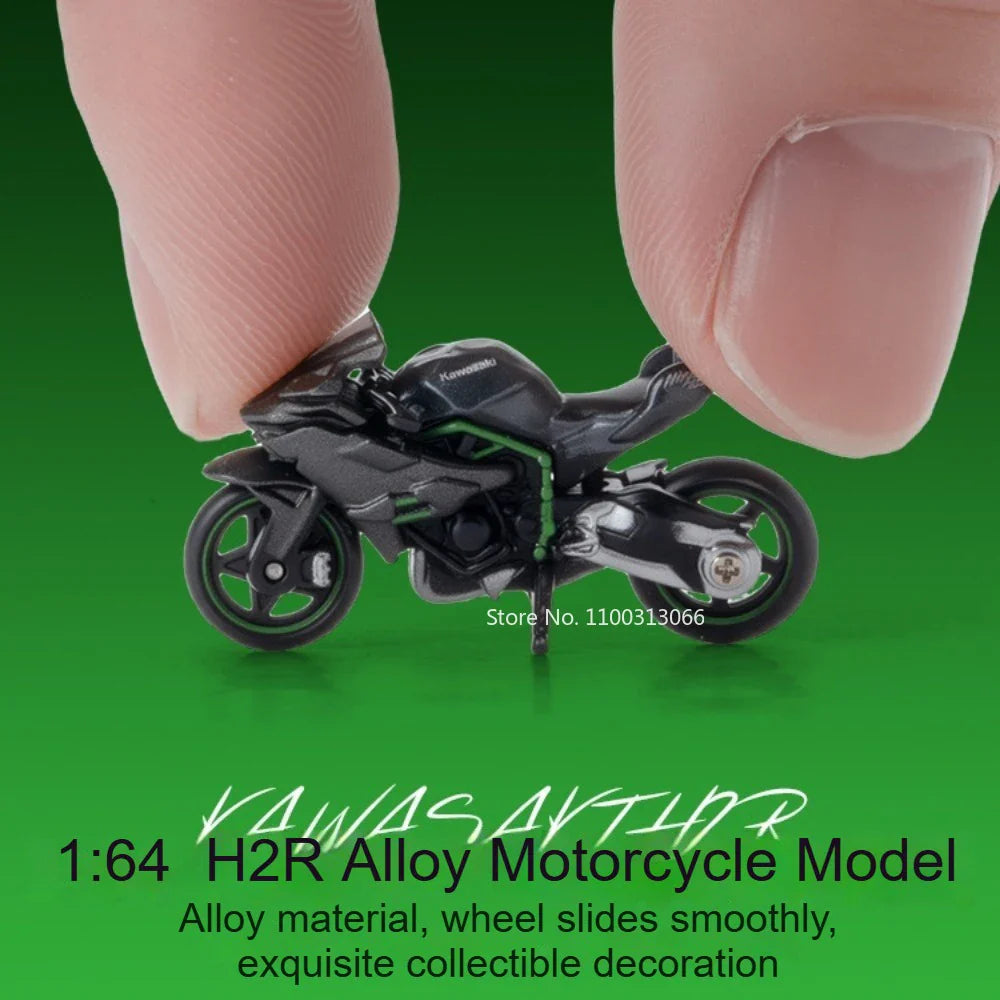 1:64 Kawasaki H2R Motorcycle Toys Models Miniature Diecast Alloy Cars Rubber Tire Metal Body Vehices Creative Gifts for Friends