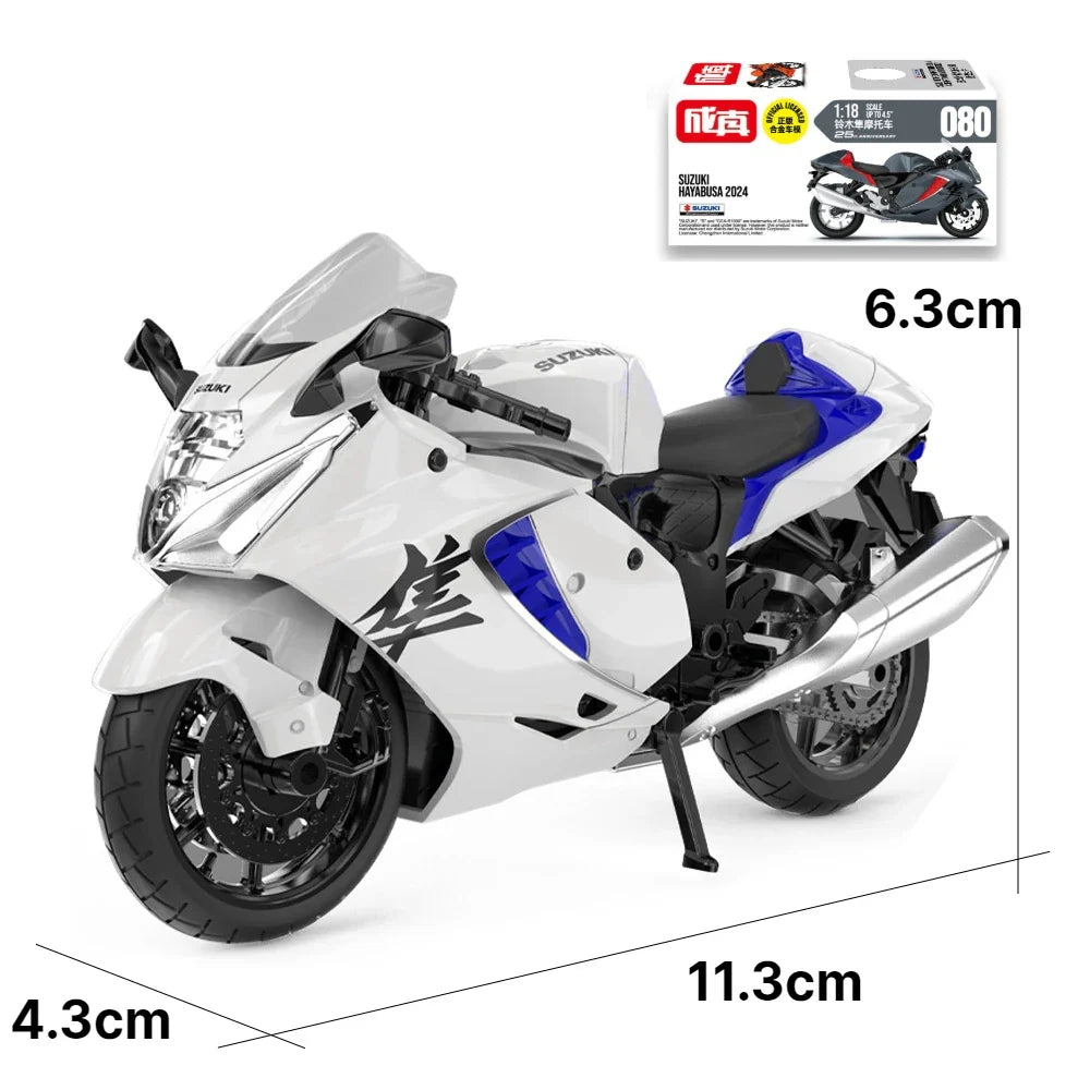 MSZ 1:18 Suzuki Hayabusa 2024 Toy Motorcycle Diecast Alloy Miniature Vehicle Model Racing Collection Gift for Children Boy