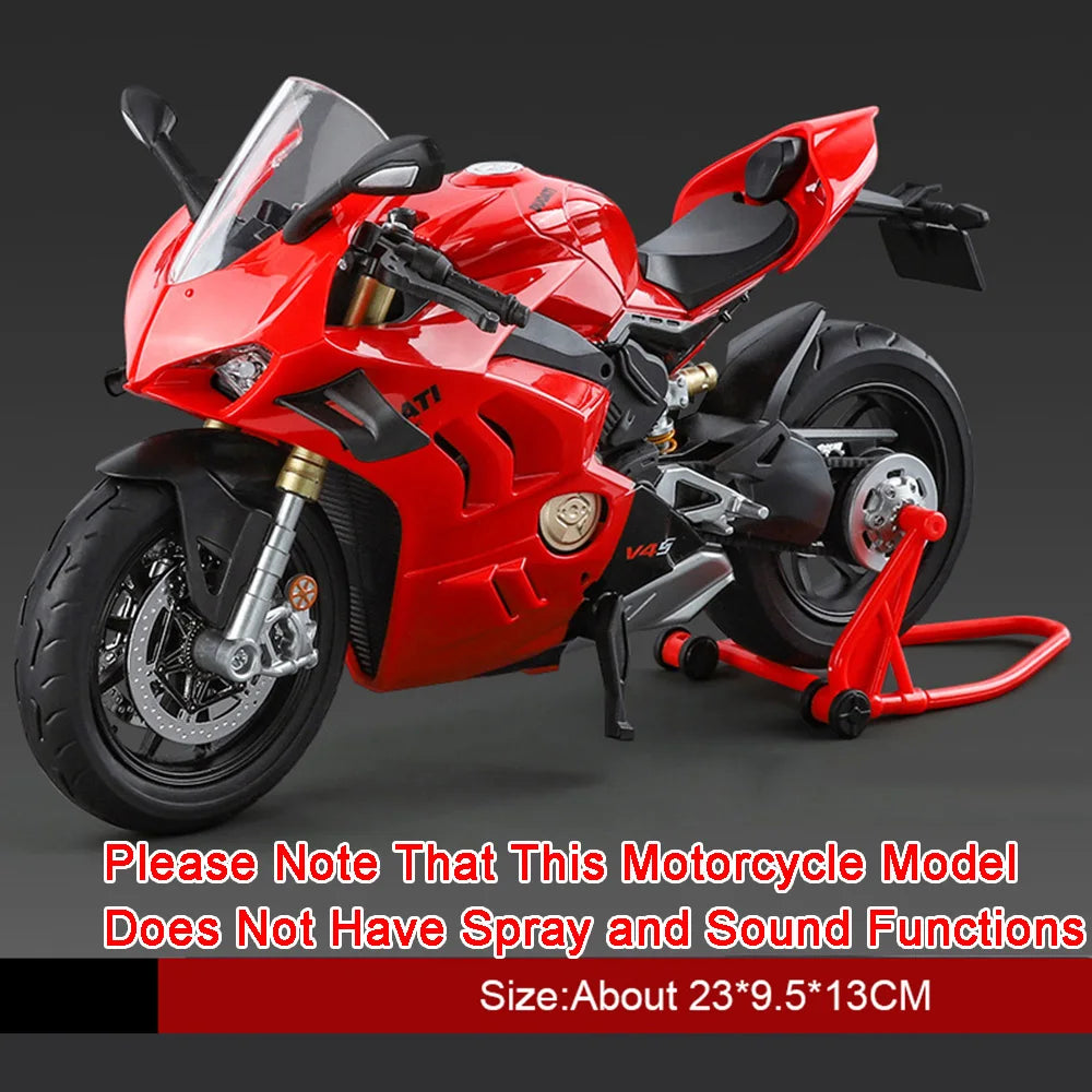 1:9 V4R V4S Miniature Model Motorbike Toys Alloy Diecast Shock Absorption Front Wheel Steering Kids Christmas Motorcycle Gifts