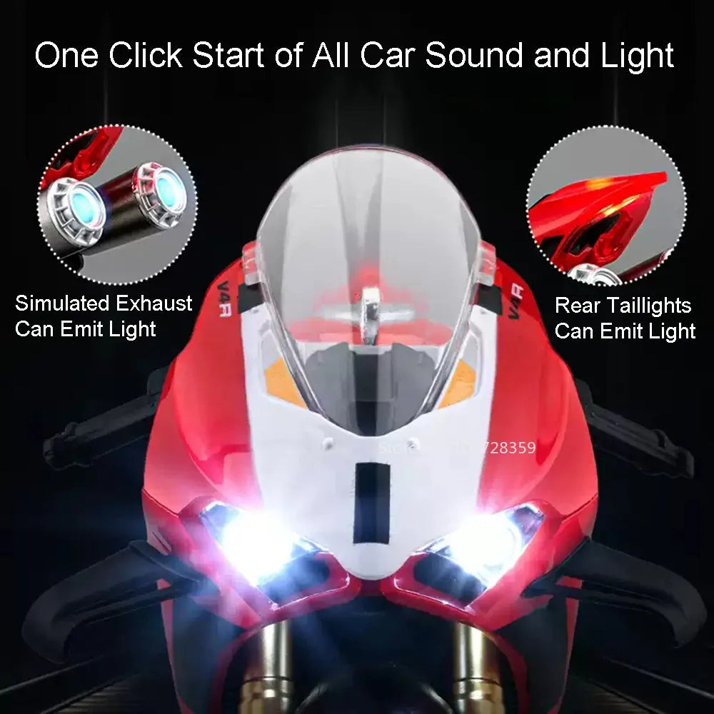 1:9 V4R V4S Miniature Model Motorbike Toys Alloy Diecast Shock Absorption Front Wheel Steering Kids Christmas Motorcycle Gifts