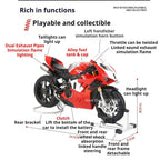1:9 V4R V4S Miniature Model Motorbike Toys Alloy Diecast Shock Absorption Front Wheel Steering Kids Christmas Motorcycle Gifts