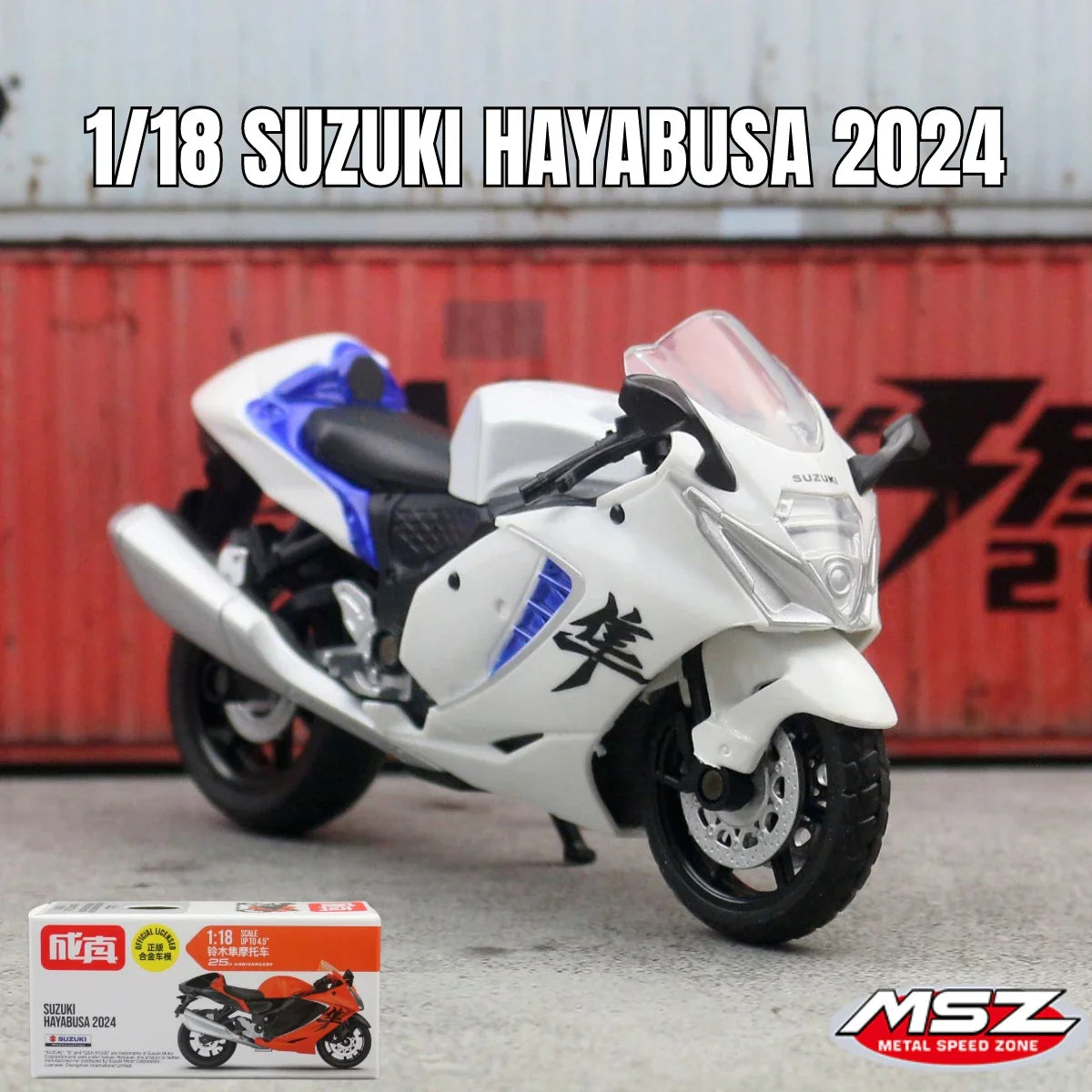 MSZ 1:18 Suzuki Hayabusa 2024 Toy Motorcycle Diecast Alloy Miniature Vehicle Model Racing Collection Gift for Children Boy