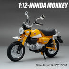 1:12 Suzuki GN125 Honda Monkey Miniature Motorcycle Model Alloy Diecast Car Toy with Light Front Wheel Steering Gift Collectible
